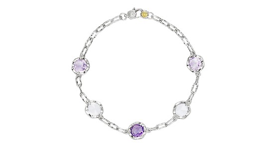 A silver chain bracelet from TACORI with bezel set chalcedony and amethyst
