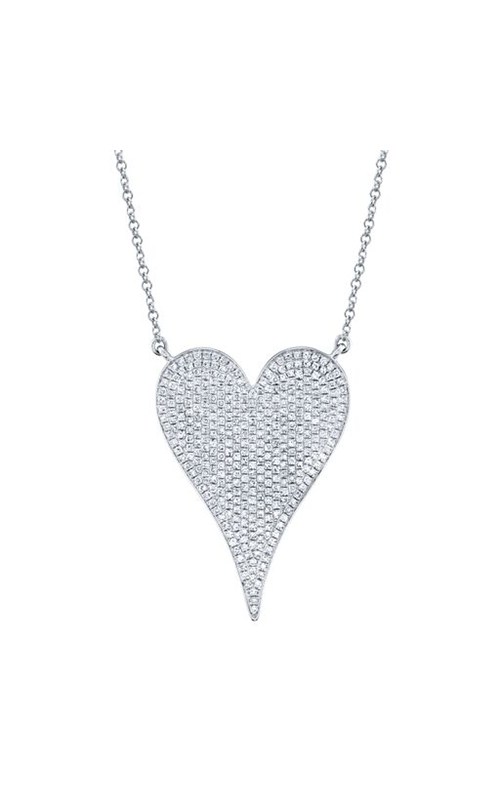 A white gold diamond heart-shaped necklace
