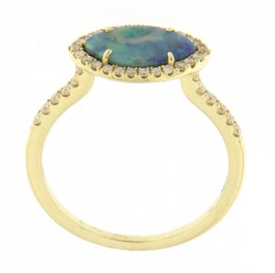A marquise cut black opal cocktail ring from Meira T.
