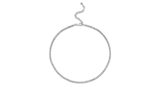 a white gold tennis necklace by Shy Creation