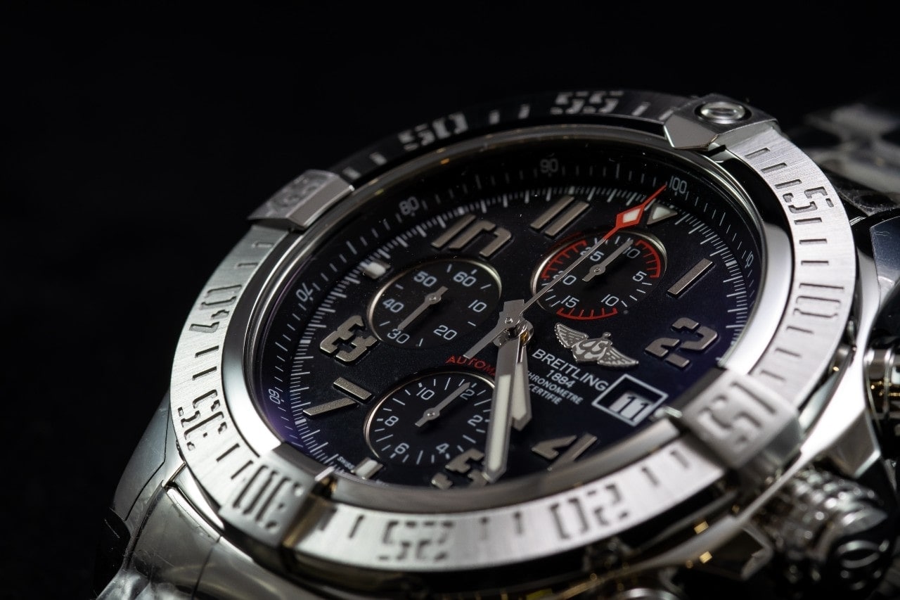 close-up of a Breitling watch